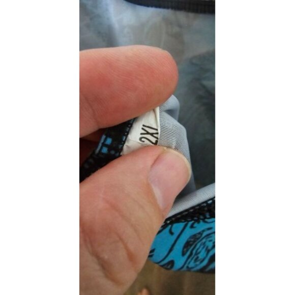 Light Blue Paisley Print Tankini swim suit top with boy shorts - Picture 3 of 5